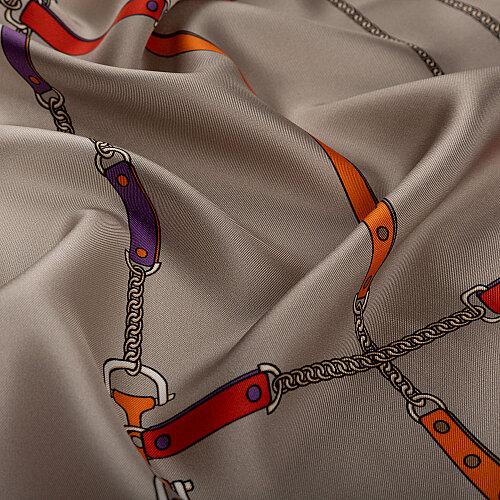 Mink Prism Line Pattern Silk Scarf - Vismara
