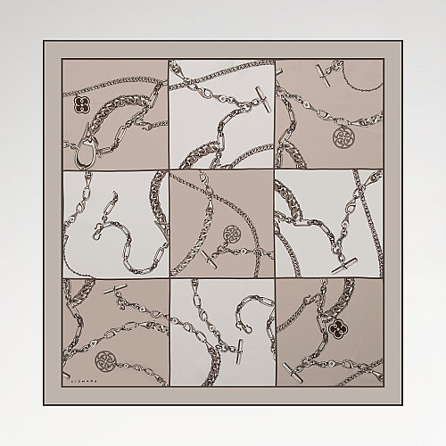 Mink Vismara Chain Pattern Silk Square Scarf