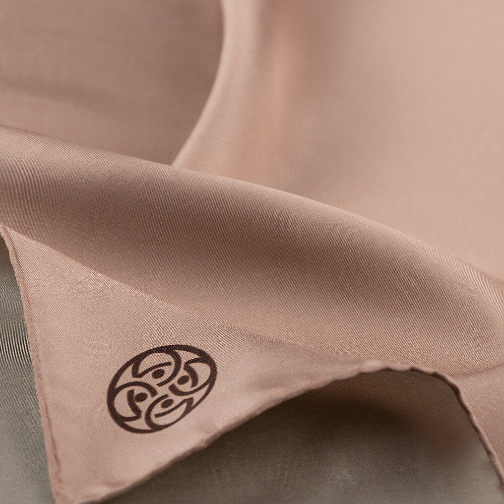 Mint Green - Cream Beige Double-Sided Twill Silk Square Scarf - 3
