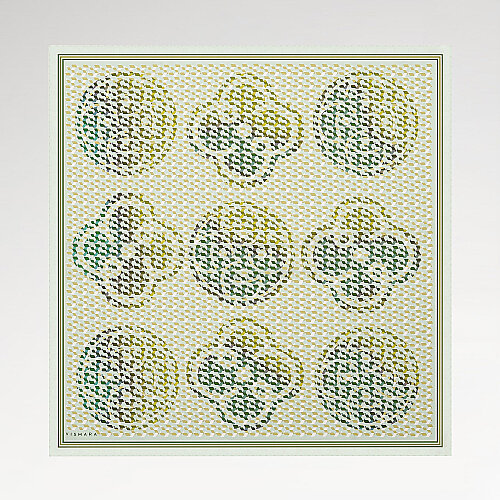 Mint Isometric Monogram Pattern Twill Silk Square Scarf