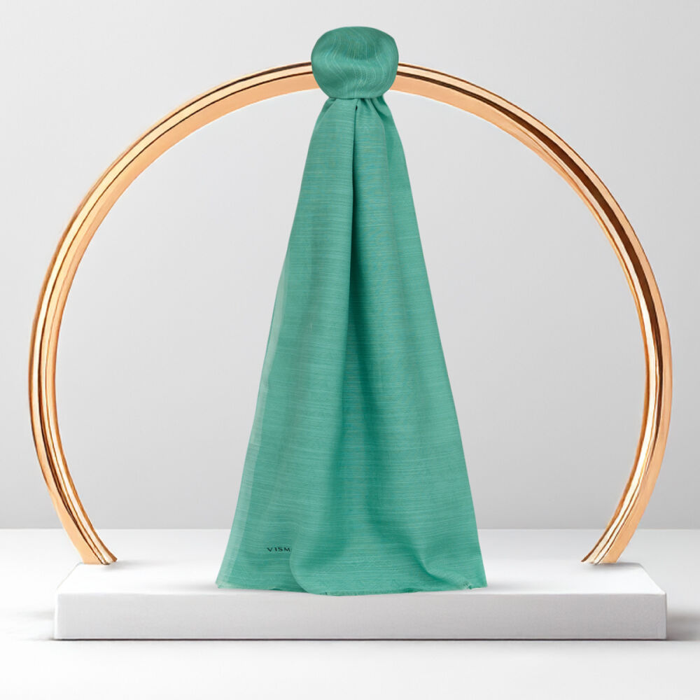 Mint Monogram Pattern V Jacquard Cotton Silk Scarf - Vismara