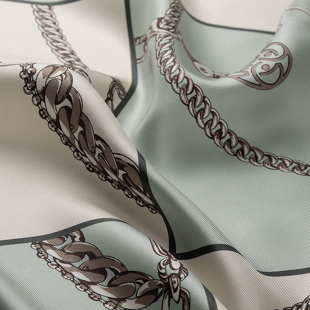 Mint Vismara Chain Pattern Silk Square Scarf - 2