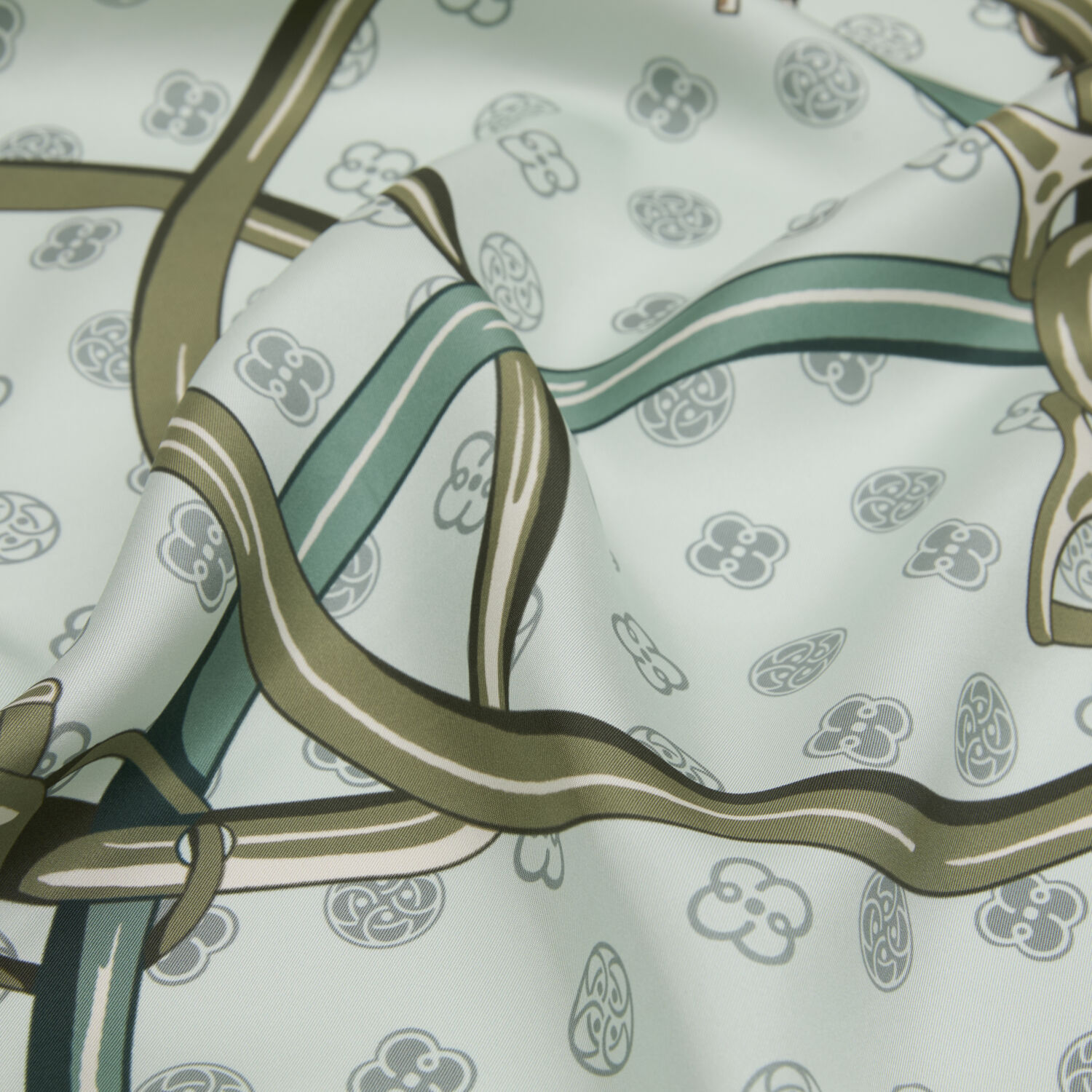 Mint Vismara Harness Desenli Twill İpek Eşarp - 2