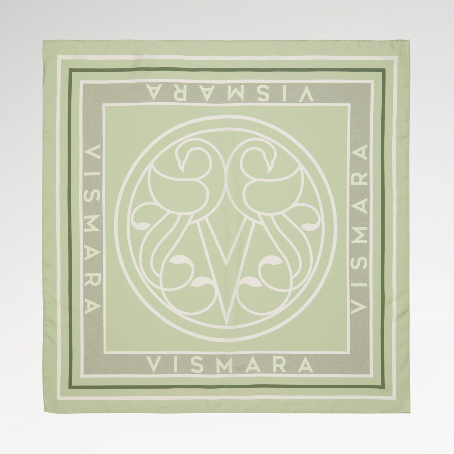 Mint Vismara Kuğu Desen Twill İpek Eşarp - 1