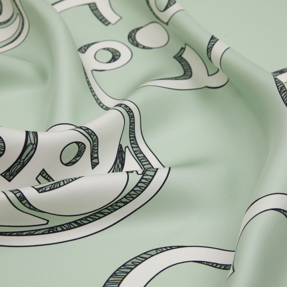 Mint Vismara Monogram Desenli Twill İpek Eşarp - Vismara