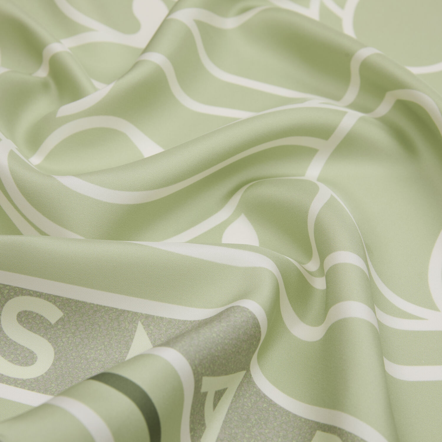 Mint Vismara Swan Pattern Twill Silk Square Scarf - 2