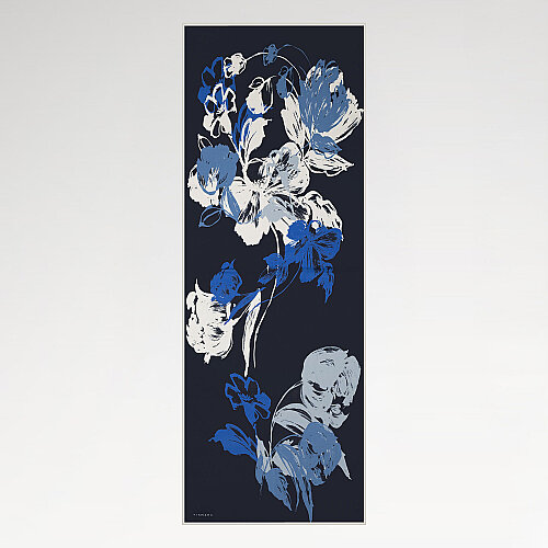 Navy Blue Abstract Tulip Pattern Silk Scarf - Vismara