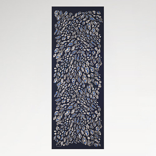 Navy Blue Classic Panther Pattern Silk Scarf - Vismara
