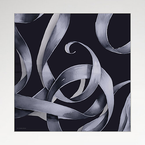 Navy Vismara Infinita Patterned Satin Silk Square Scarf