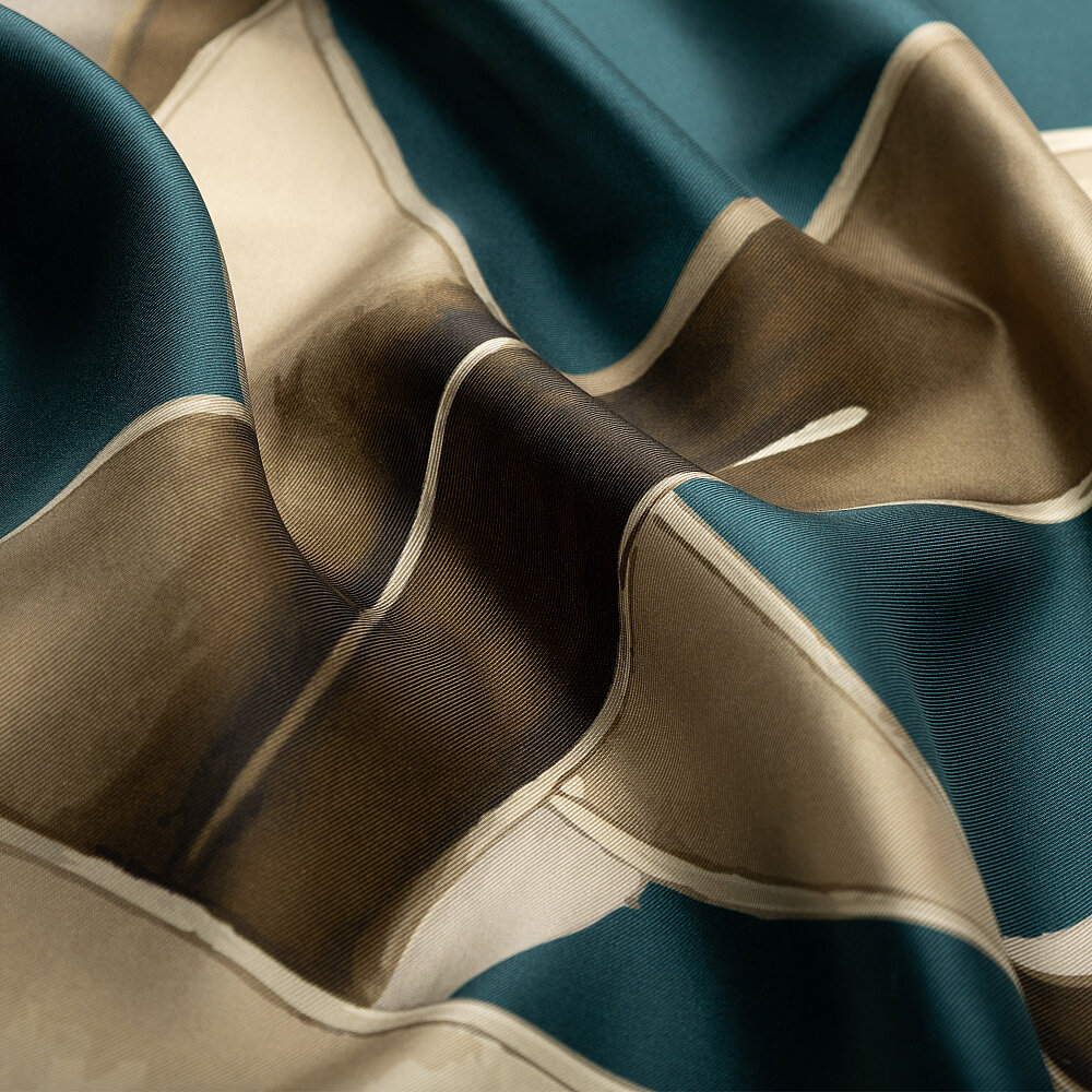 Petrol Vismara Infinita Patterned Satin Silk Square Scarf - 2