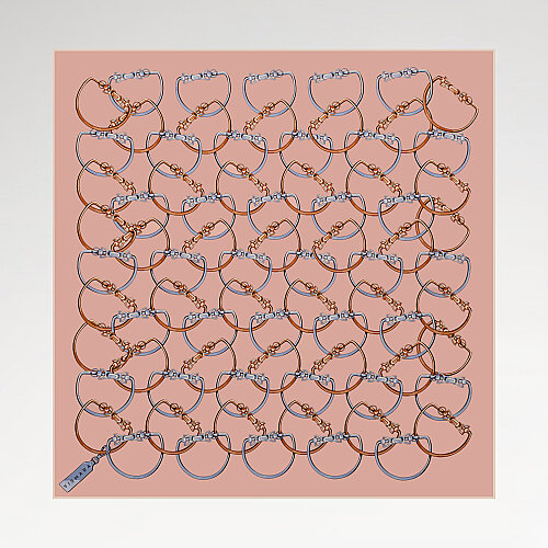 Pink Chain Pattern Silk Square Scarf