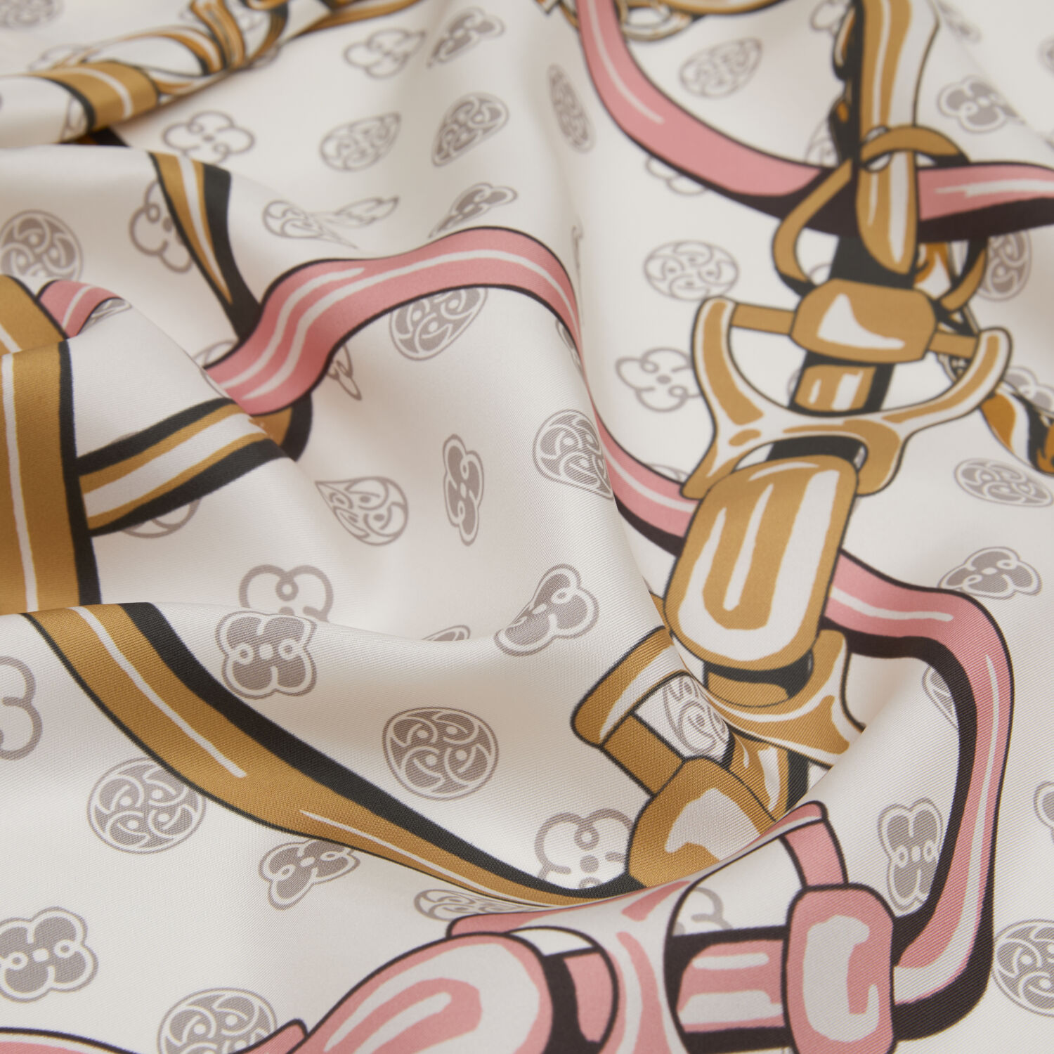 Pink Vismara Harness Patterned Twill Silk Square Scarf - 2
