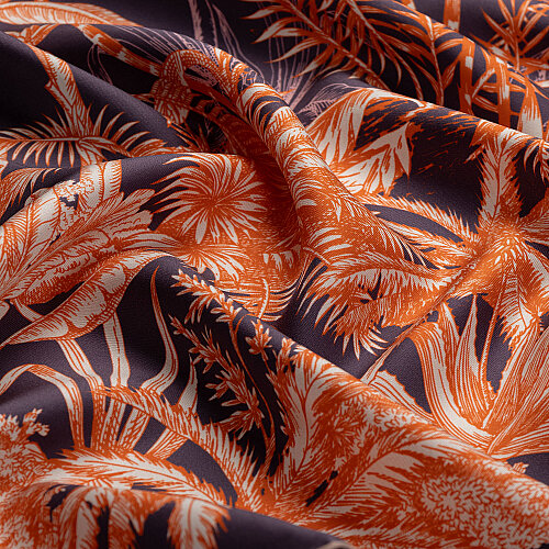 Plum Exotic Oasis Patterned Twill Silk Square Scarf - Vismara
