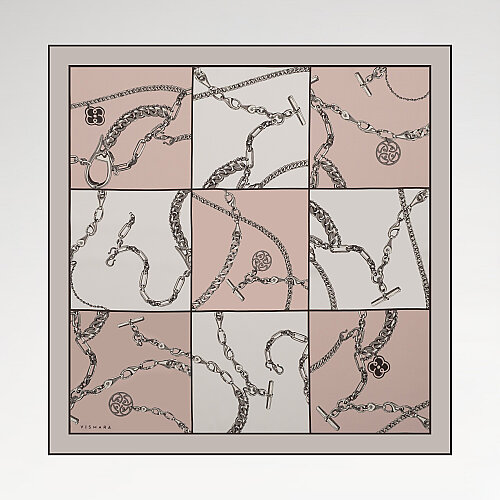 Powder Pink Vismara Chain Pattern Silk Square Scarf