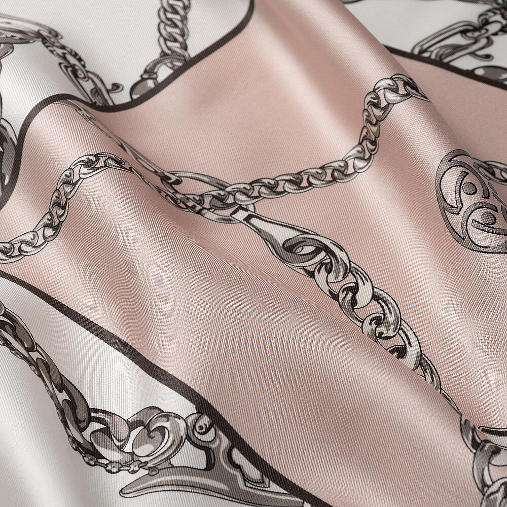 Powder Pink Vismara Chain Pattern Silk Square Scarf - 2
