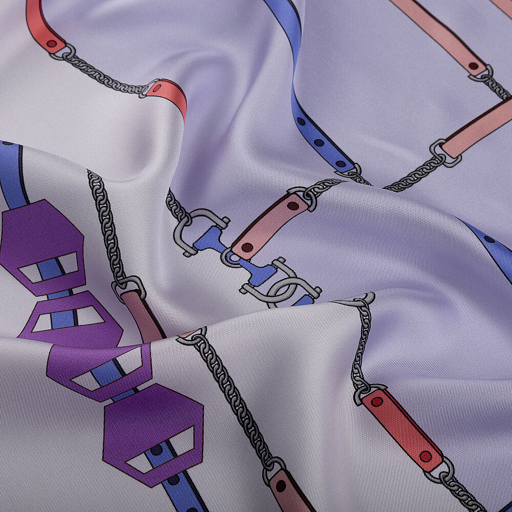 Purple Prism Line Pattern Silk Scarf - 3
