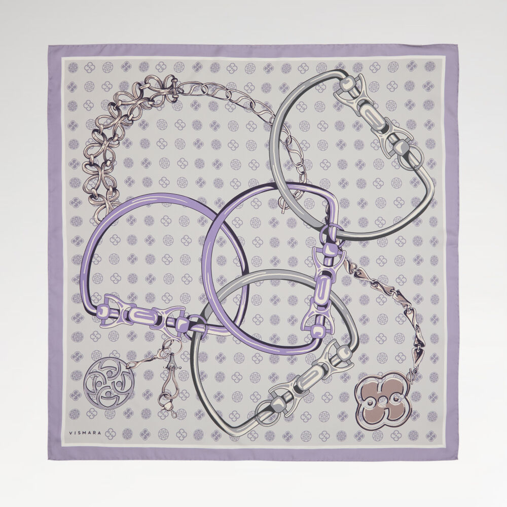Purple Vismara Harness Patterned Twill Silk Square Scarf - Vismara