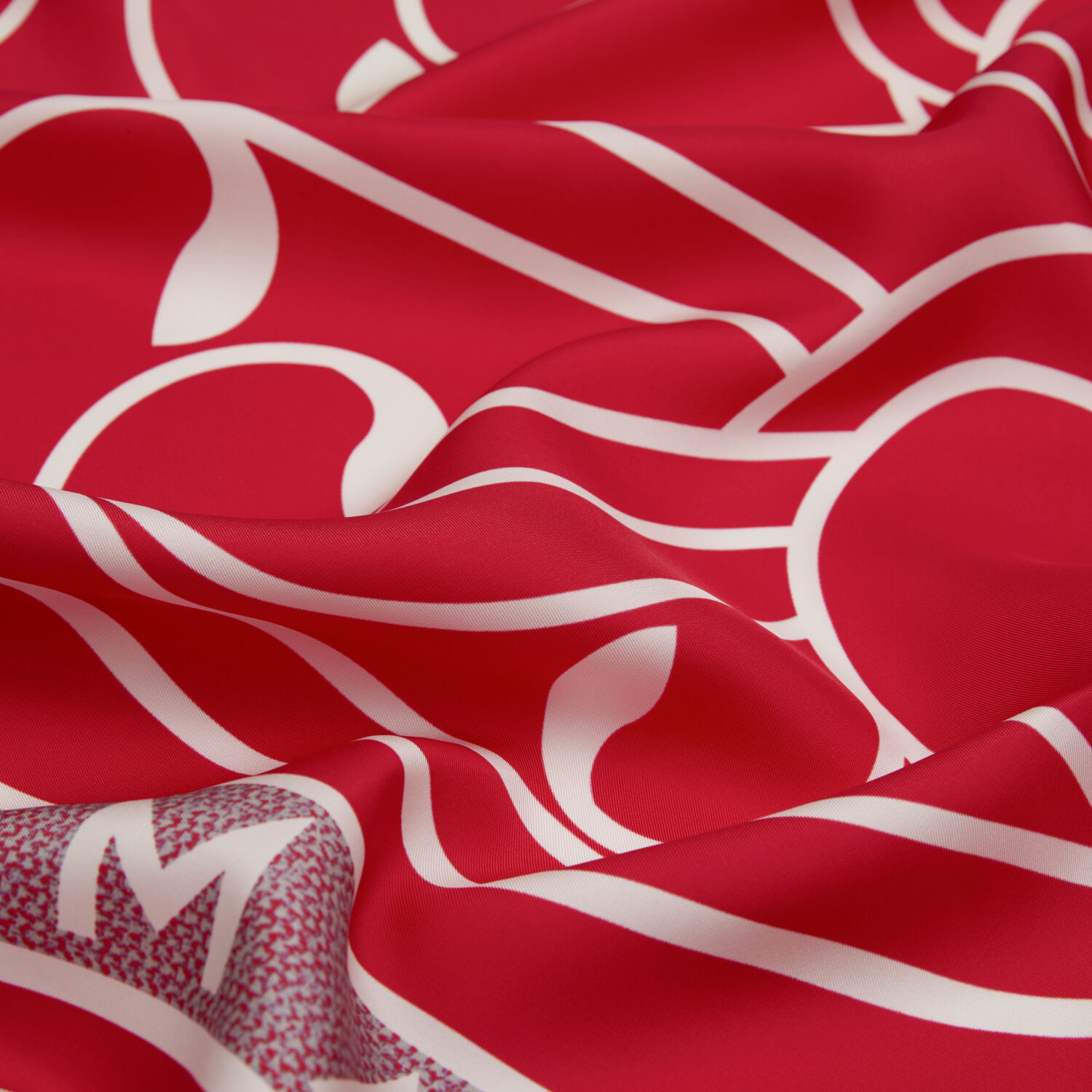Red Vismara Swan Pattern Twill Silk Square Scarf - 2