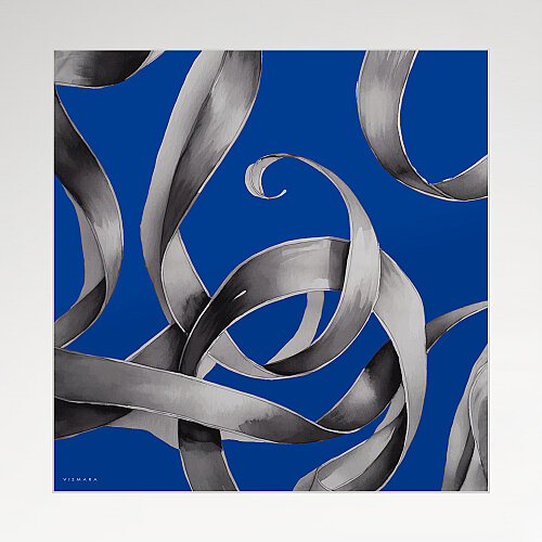 Saks Blue Vismara Infinita Patterned Satin Silk Square Scarf