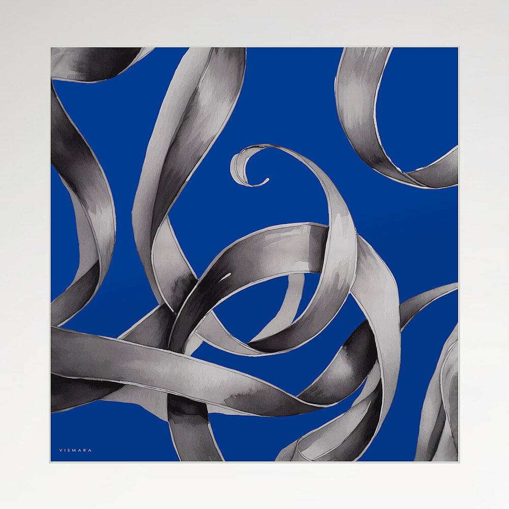 Saks Blue Vismara Infinita Patterned Satin Silk Square Scarf - 1