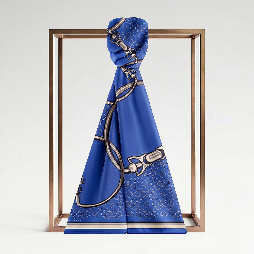 Saks Vismara Harness Desenli İpek Şal - 1