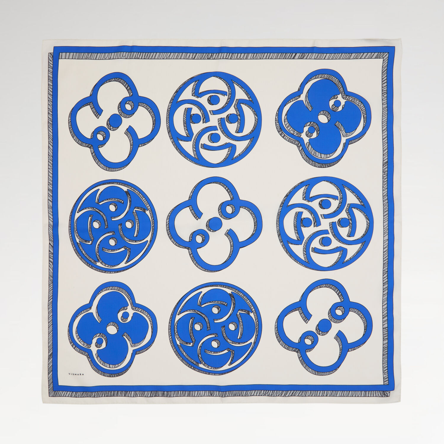 Saks Vismara Monogram Patterned Twill Silk Square Scarf - 1