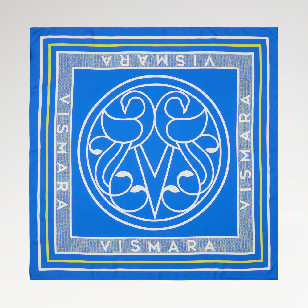 Saks Vismara Swan Pattern Twill Silk Square Scarf - Vismara