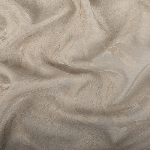 Sand Beige Baroque Inspiration Patterned Jacquard Cotton Silk Scarf - Vismara