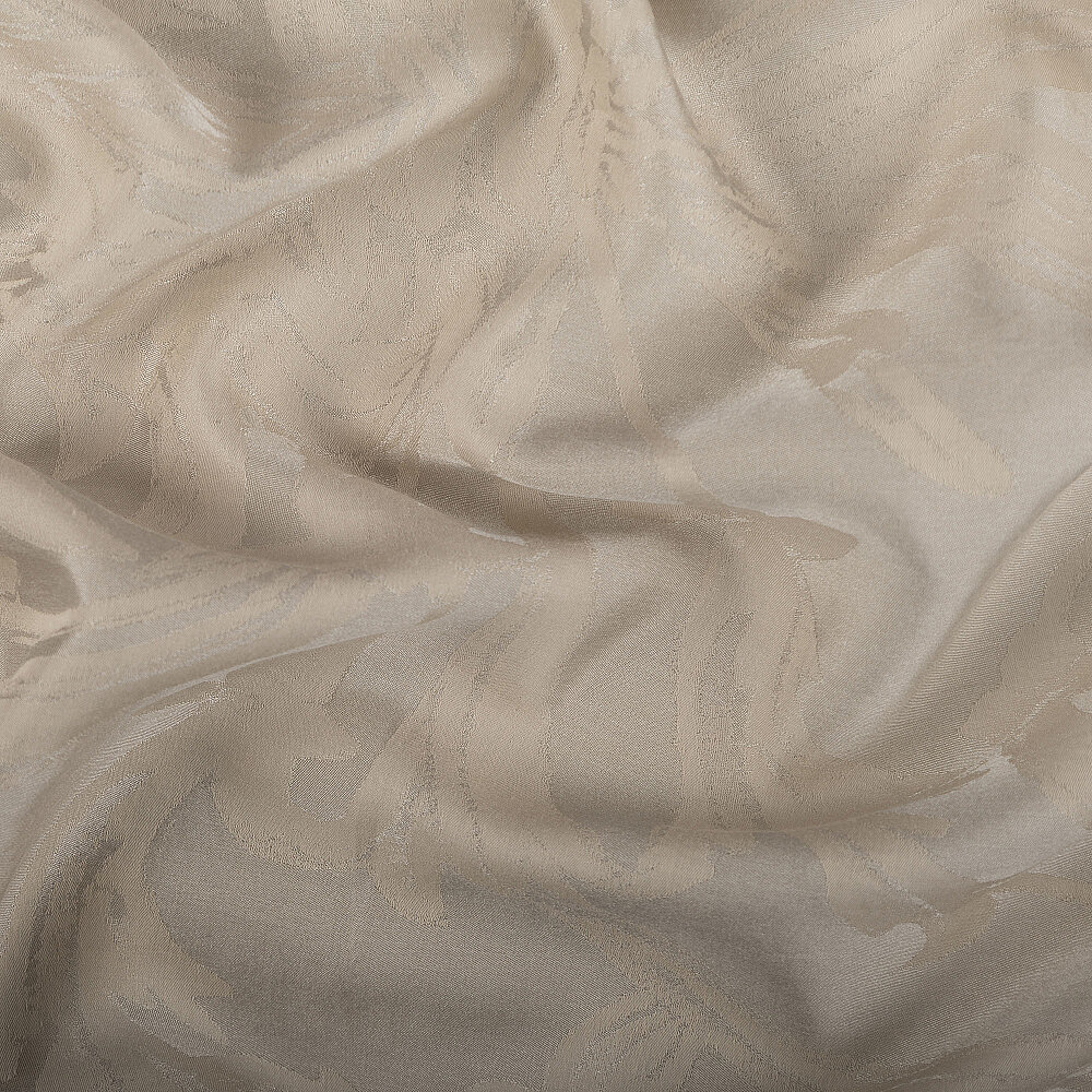 Sand Beige Baroque Inspiration Patterned Jacquard Cotton Silk Scarf - 3