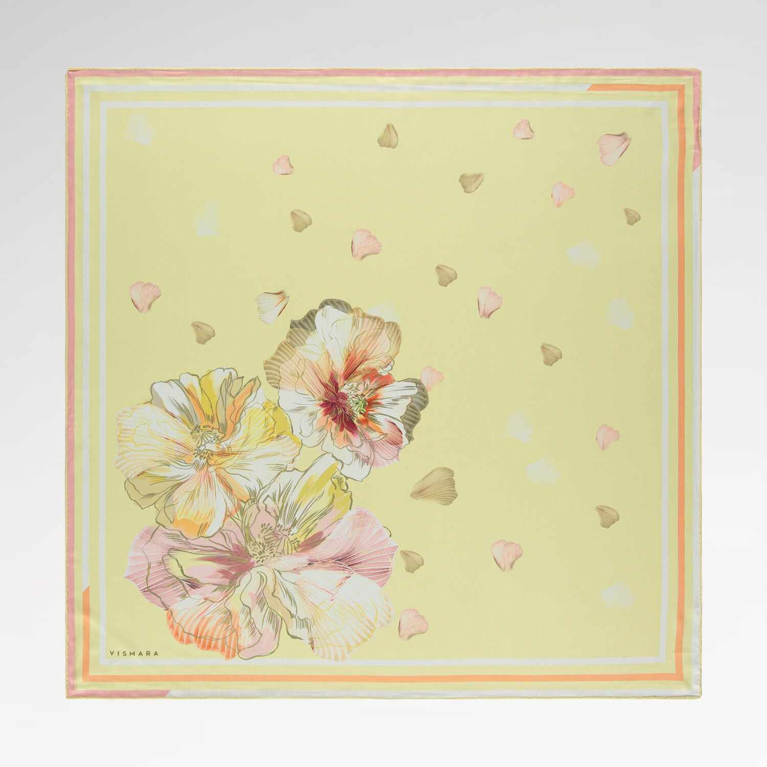 Yellow Foglia Lieve Pattern Twill Silk Square Scarf - 1