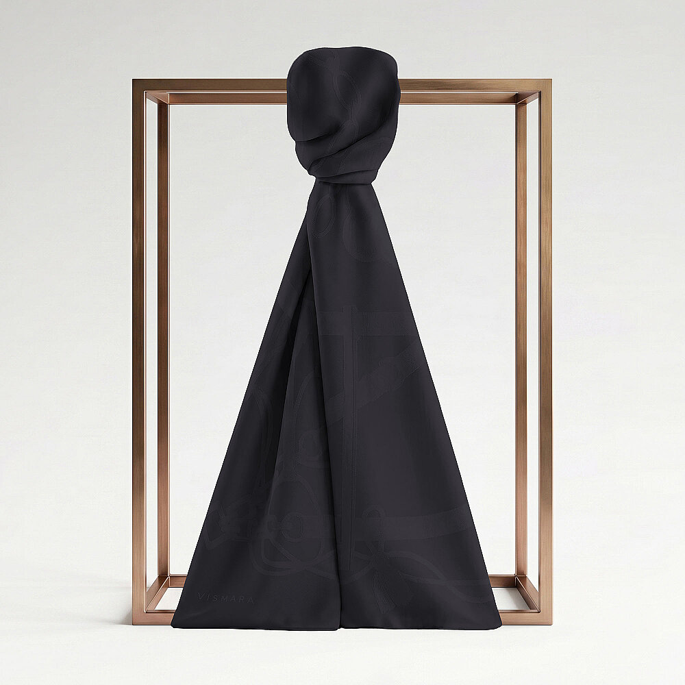 Sciarpa in cotone e seta jacquard con motivo a catena Black Monarque - 1