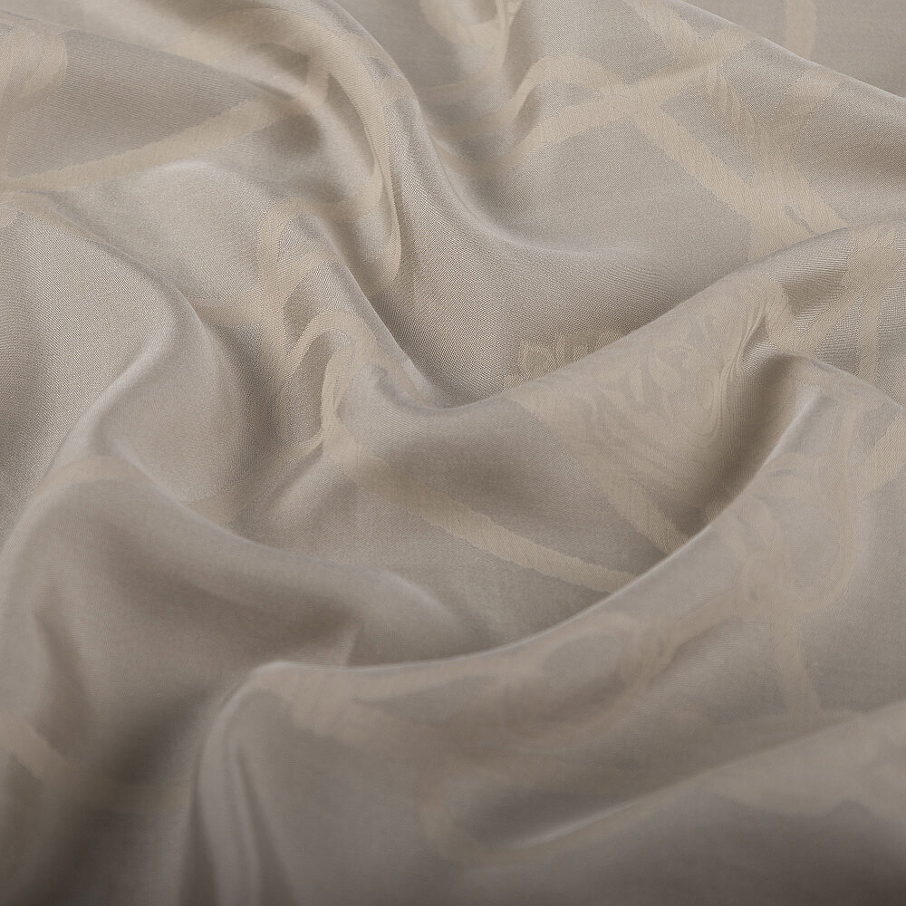 Sciarpa in cotone e seta jacquard con motivo a catena Monarque beige - 3