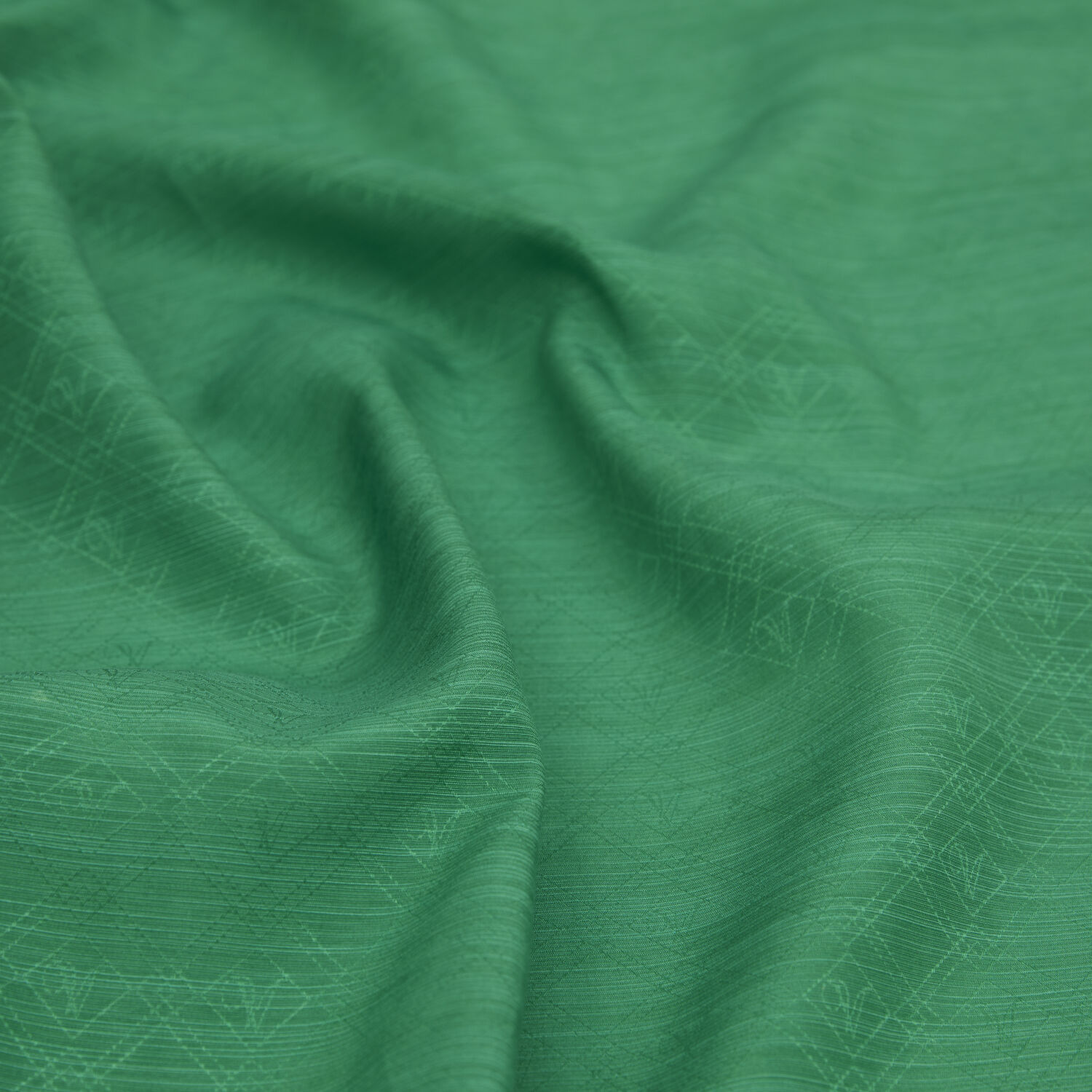 Sciarpa in cotone e seta jacquard con motivo monogramma verde smeraldo a V - 3