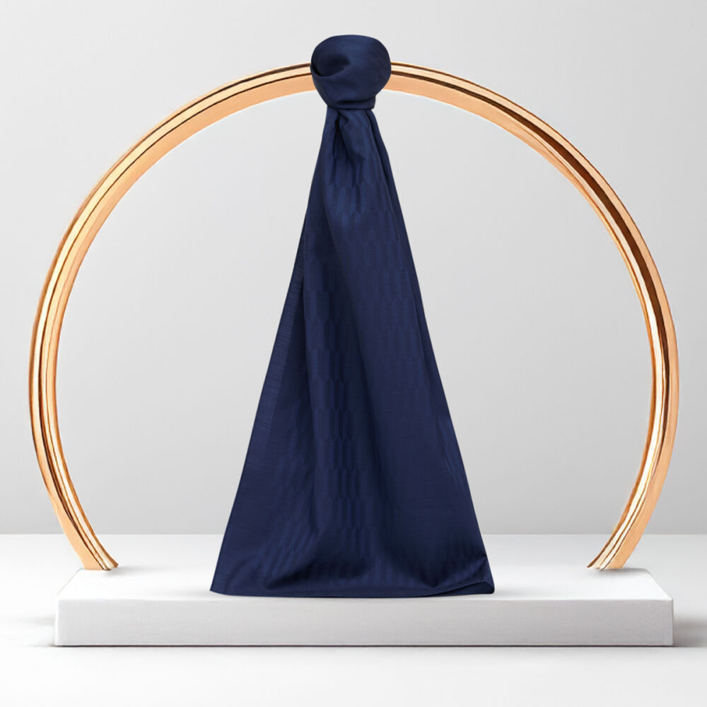 Sciarpa in lana e seta jacquard con motivo a goccia blu navy