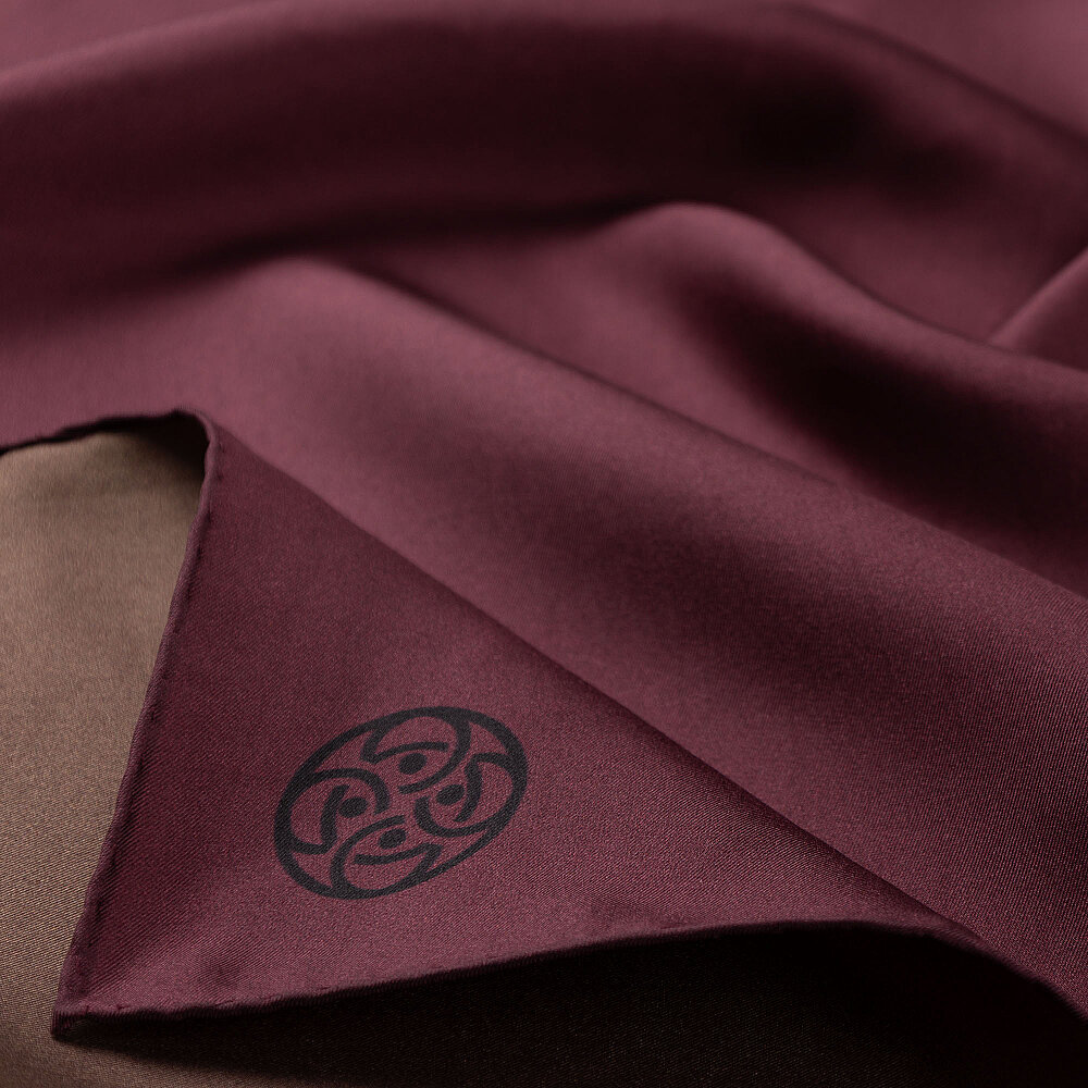 Sciarpa quadrata in twill di seta double-face verde e bordeaux - 3