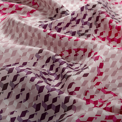 Sciarpa quadrata in seta twill con motivo a monogramma isometrico fucsia - Vismara