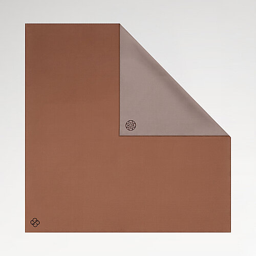Sciarpa quadrata in twill di seta double-face grigio chiaro - marrone chiaro - Vismara