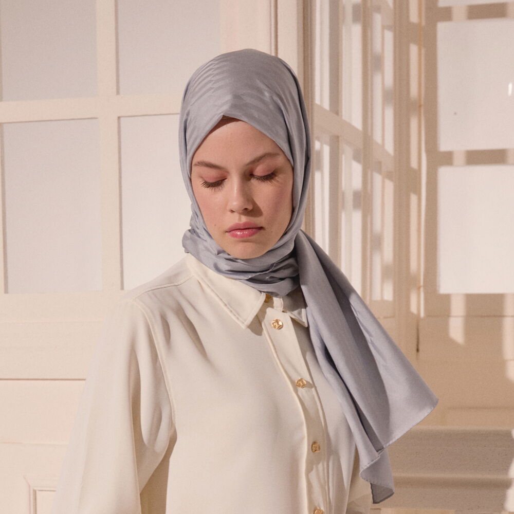 Silver Drop Pattern Jacquard Wool Silk Scarf - Vismara