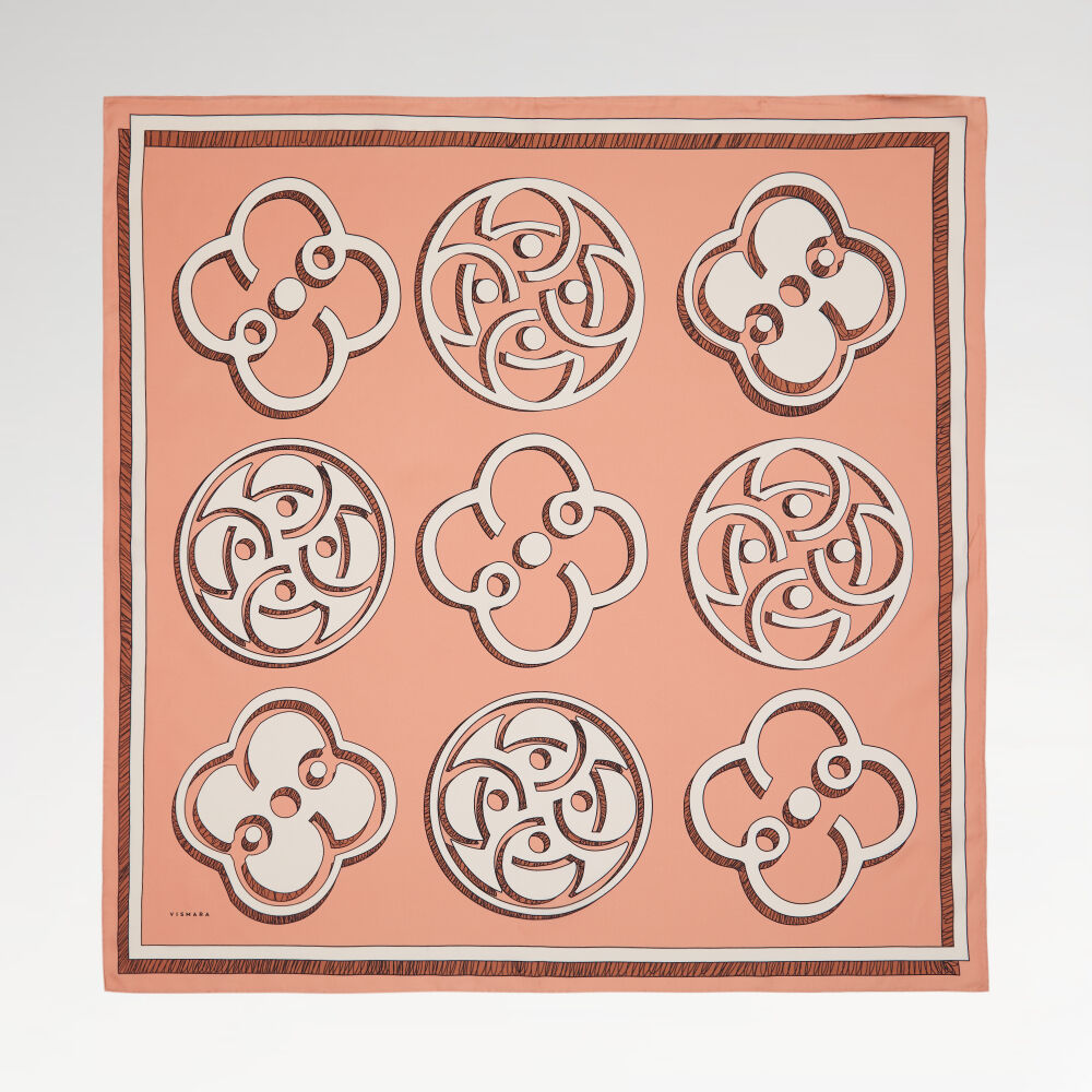 Somon Vismara Monogram Desenli Twill İpek Eşarp - Vismara