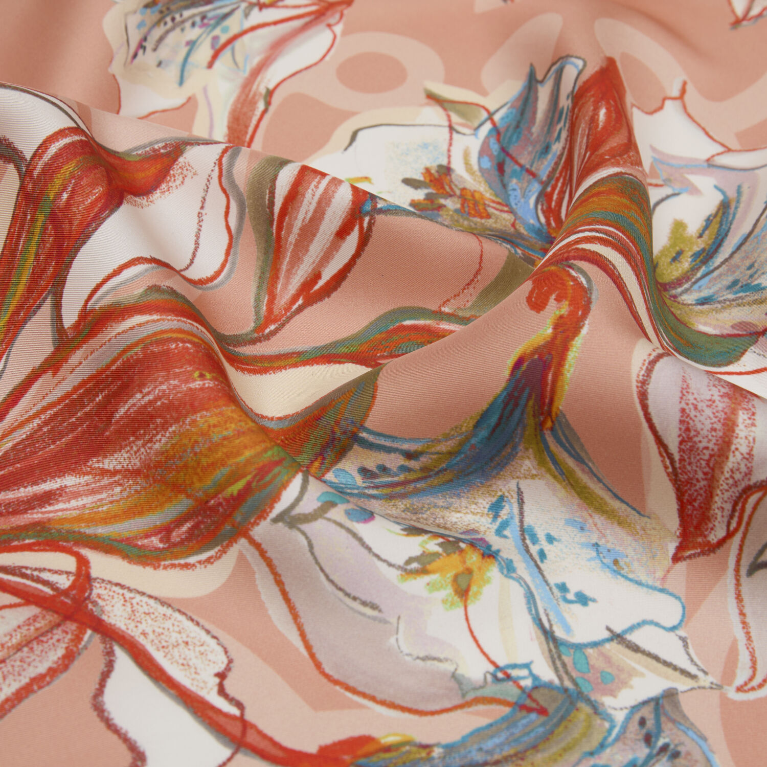 Somon Vismara Monogram Lilyum Çiçek Desenli Twill İpek Eşarp - 2