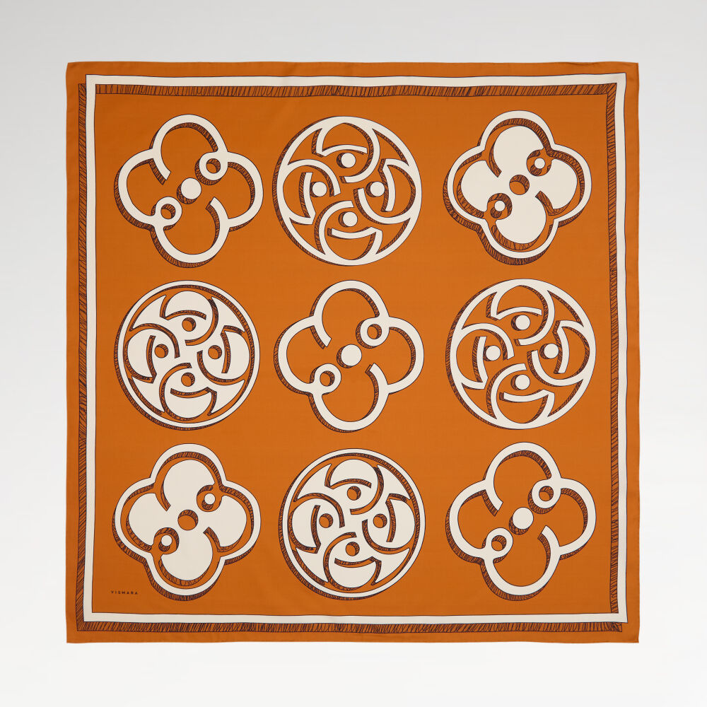 Taba Vismara Monogram Desenli Twill İpek Eşarp - Vismara