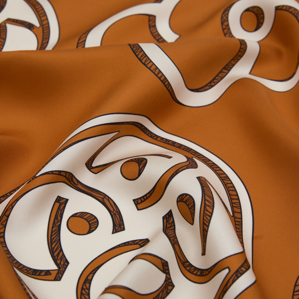 Taba Vismara Monogram Desenli Twill İpek Eşarp - Vismara