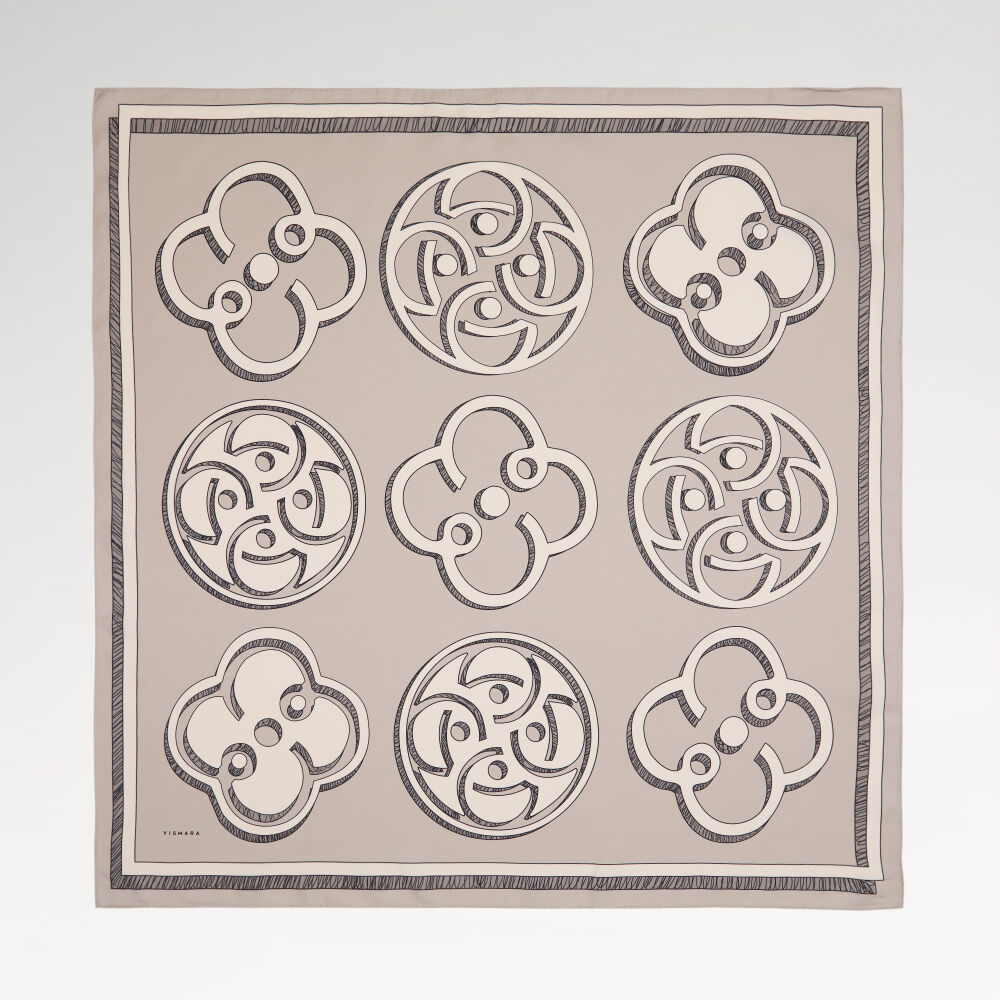 Taş Vismara Monogram Desenli Twill İpek Eşarp - Vismara