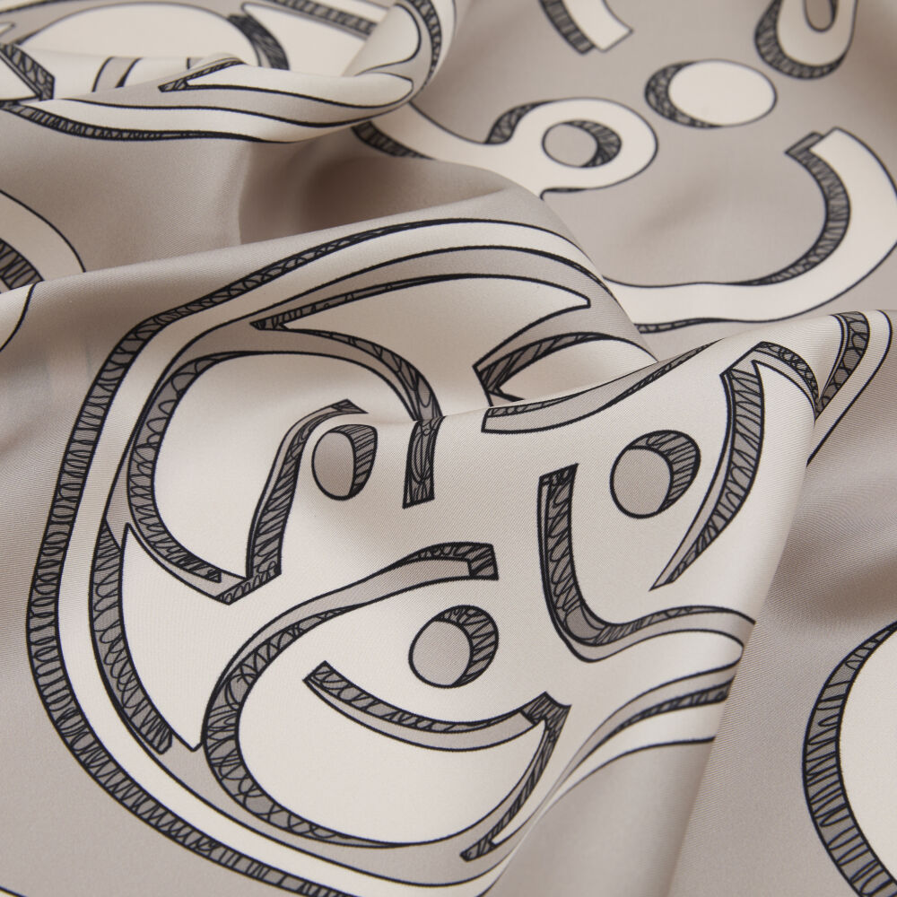 Taş Vismara Monogram Desenli Twill İpek Eşarp - Vismara