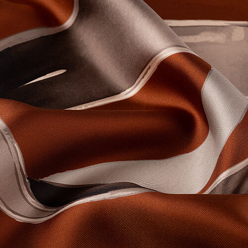 Tile-colored Vismara Infinita Patterned Satin Silk Square Scarf - Vismara
