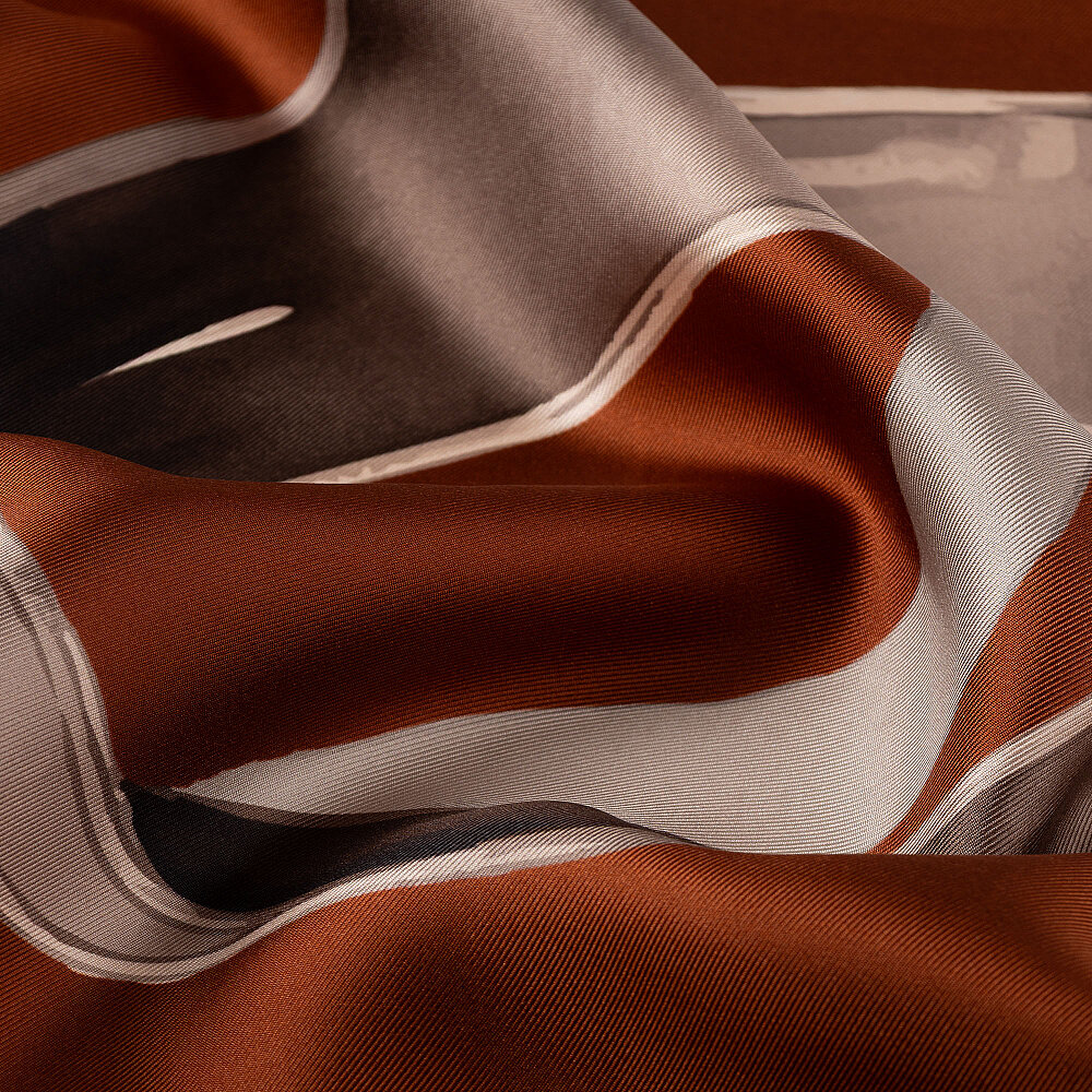 Tile-colored Vismara Infinita Patterned Satin Silk Square Scarf - 2