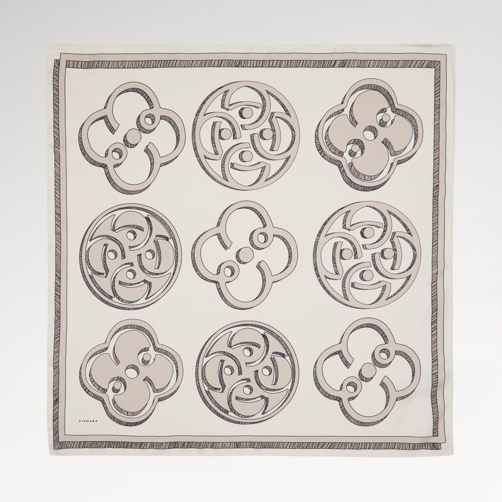 Vizon Vismara Monogram Desenli Twill İpek Eşarp - Vismara