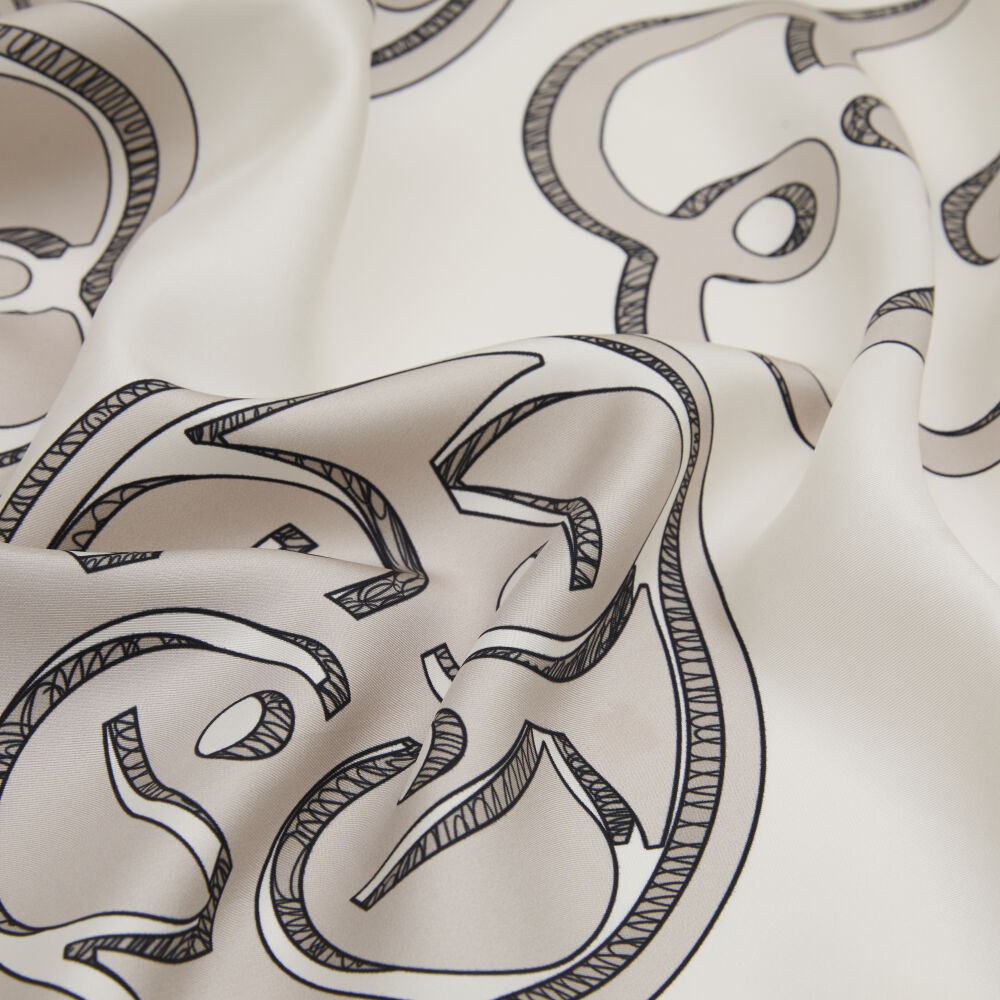 Vizon Vismara Monogram Desenli Twill İpek Eşarp - Vismara
