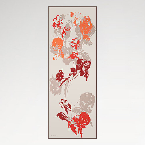 White and Red Abstract Tulip Pattern Silk Scarf - Vismara