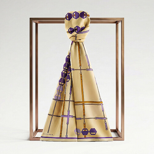 Yellow Prism Line Pattern Silk Scarf - Vismara